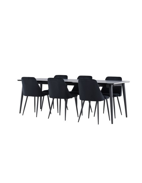 Matgrupp Ellis med Night matstolar, 230 × 85 cm