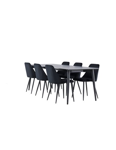 Matgrupp Ellis med Night matstolar, 230 × 85 cm