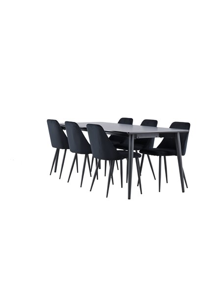 Matgrupp Ellis med Night matstolar, 230 × 85 cm