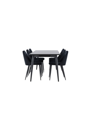Matgrupp Ellis med Night matstolar, 230 × 85 cm
