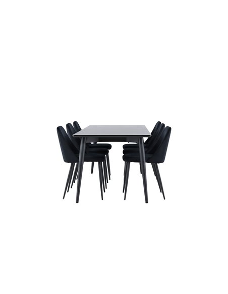 Matgrupp Ellis med Night matstolar, 230 × 85 cm