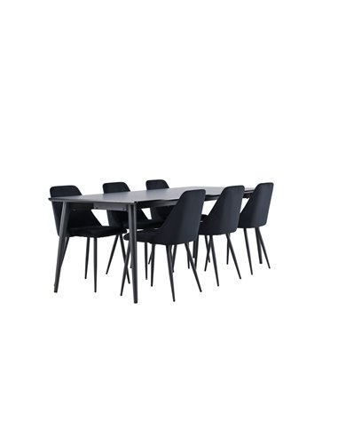 Matgrupp Ellis med Night matstolar, 230 × 85 cm