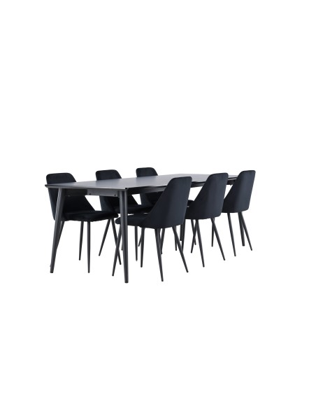 Matgrupp Ellis med Night matstolar, 230 × 85 cm