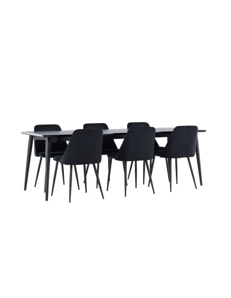 Matgrupp Ellis med Night matstolar, 230 × 85 cm