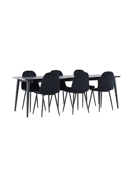 Matgrupp Ellis med Polar matstolar, 230 × 85 cm