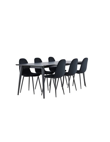 Matgrupp Ellis med Polar matstolar, 230 × 85 cm