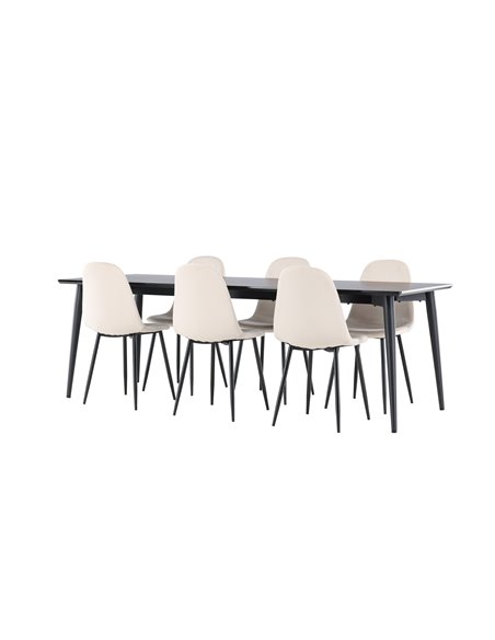 Matgrupp Ellis med Polar matstolar, 230 × 85 cm