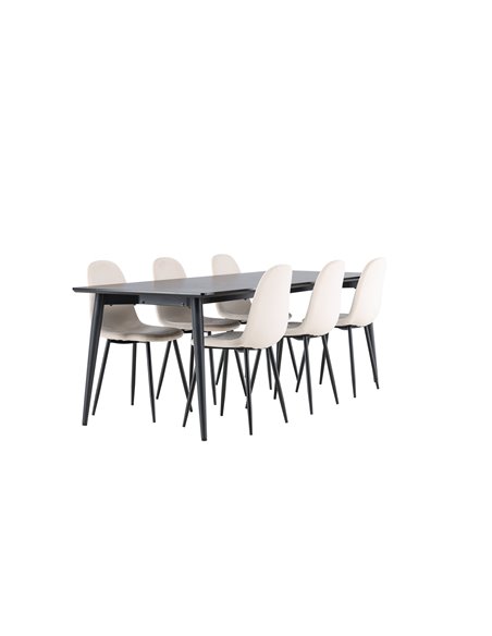Matgrupp Ellis med Polar matstolar, 230 × 85 cm