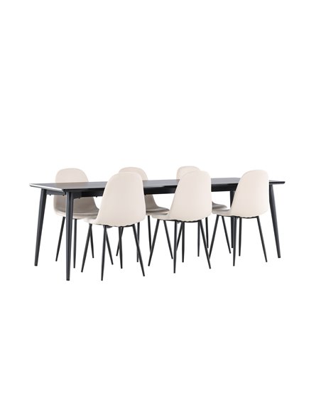 Matgrupp Ellis med Polar matstolar, 230 × 85 cm