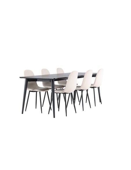 Matgrupp Ellis med Polar matstolar, 230 × 85 cm