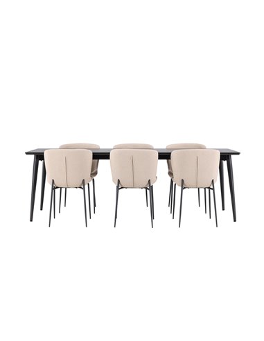 Matgrupp Ellis med Modesto matstolar, 230 × 85 cm