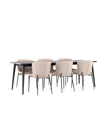Matgrupp Ellis med Modesto matstolar, 230 × 85 cm