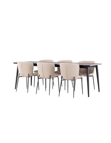 Matgrupp Ellis med Modesto matstolar, 230 × 85 cm