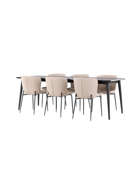 Matgrupp Ellis med Modesto matstolar, 230 × 85 cm