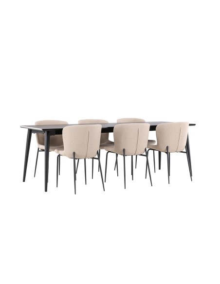 Matgrupp Ellis med Modesto matstolar, 230 × 85 cm