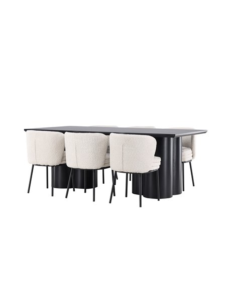 Matgrupp Olivia med Agnes matstolar, 210 × 100 cm