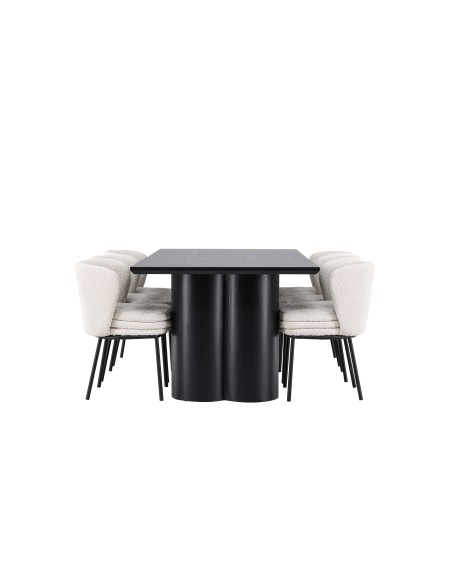 Matgrupp Olivia med Agnes matstolar, 210 × 100 cm
