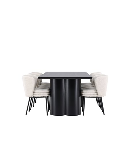 Matgrupp Olivia med Agnes matstolar, 210 × 100 cm