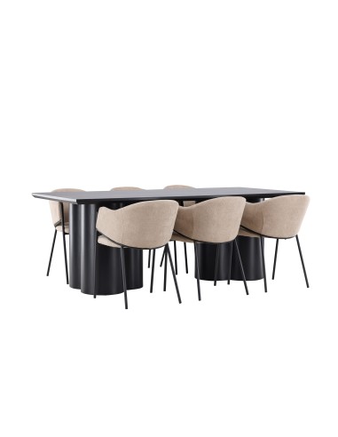 Matgrupp Olivia med Evelina matstolar, 210 × 100 cm