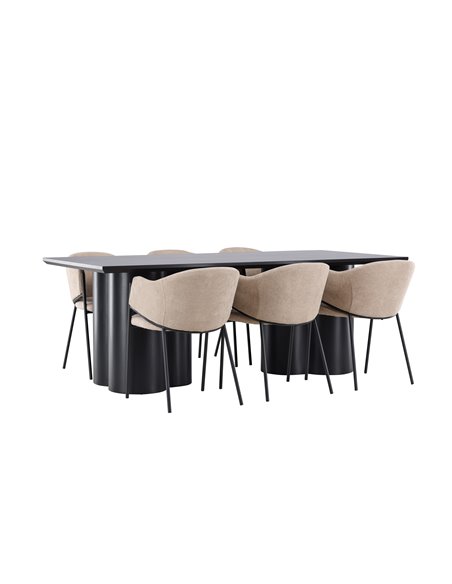 Matgrupp Olivia med Evelina matstolar, 210 × 100 cm