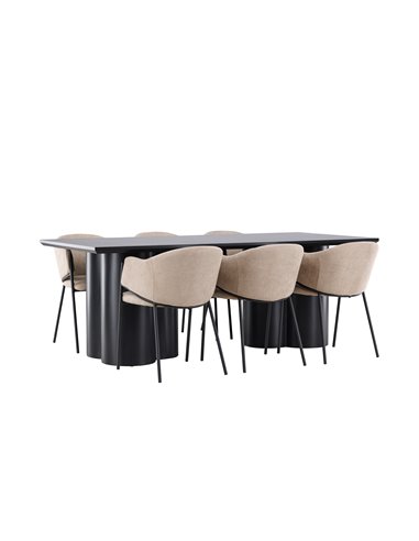 Matgrupp Olivia med Evelina matstolar, 210 × 100 cm