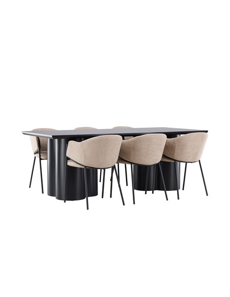 Matgrupp Olivia med Evelina matstolar, 210 × 100 cm