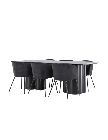 Matgrupp Olivia med Berit matstolar, 210 × 100 cm