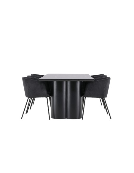 Matgrupp Olivia med Berit matstolar, 210 × 100 cm