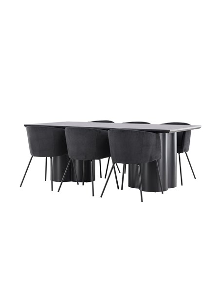 Matgrupp Olivia med Berit matstolar, 210 × 100 cm