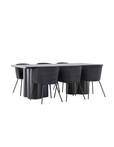Matgrupp Olivia med Berit matstolar, 210 × 100 cm