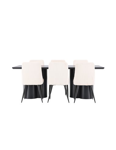 Matgrupp Olivia med Leone matstolar, 210 × 100 cm