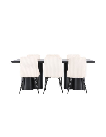 Matgrupp Olivia med Leone matstolar, 210 × 100 cm