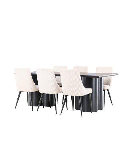 Matgrupp Olivia med Leone matstolar, 210 × 100 cm
