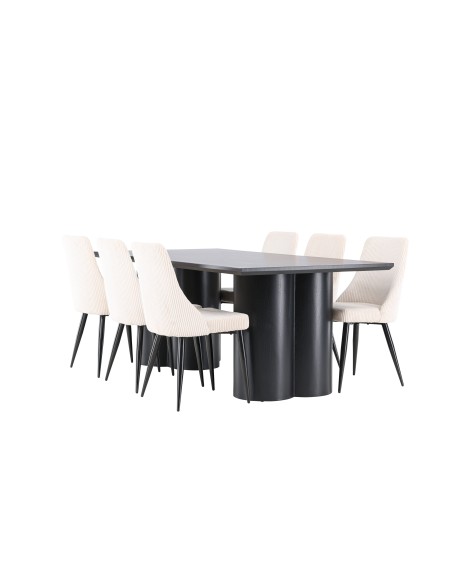 Matgrupp Olivia med Leone matstolar, 210 × 100 cm