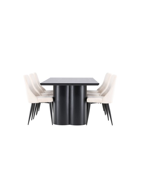 Matgrupp Olivia med Leone matstolar, 210 × 100 cm