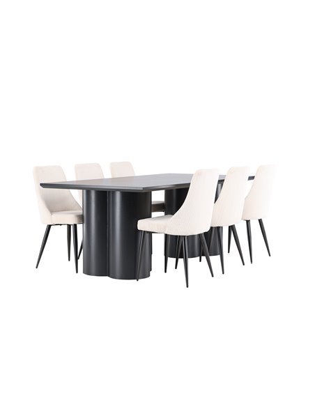 Matgrupp Olivia med Leone matstolar, 210 × 100 cm