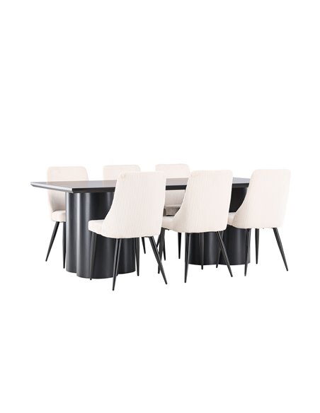 Matgrupp Olivia med Leone matstolar, 210 × 100 cm