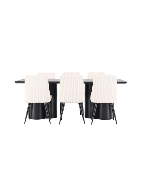 Matgrupp Olivia med Leone matstolar, 210 × 100 cm