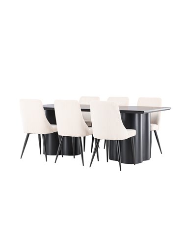 Matgrupp Olivia med Leone matstolar, 210 × 100 cm