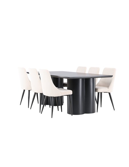 Matgrupp Olivia med Leone matstolar, 210 × 100 cm