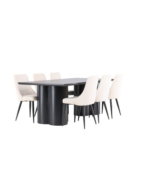 Matgrupp Olivia med Leone matstolar, 210 × 100 cm
