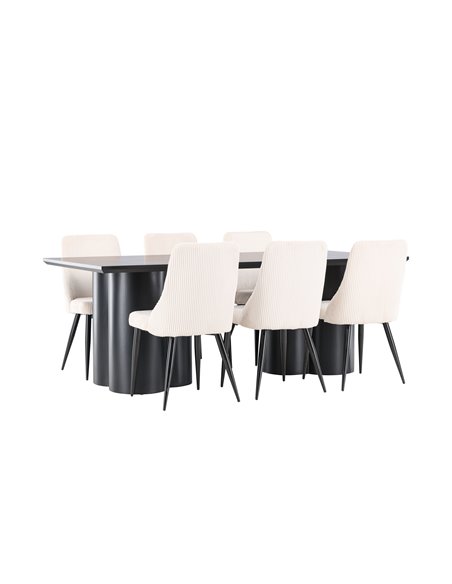 Matgrupp Olivia med Leone matstolar, 210 × 100 cm