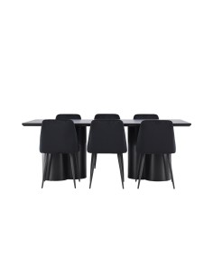 Matgrupp Olivia med Night matstolar, 210 × 100 cm