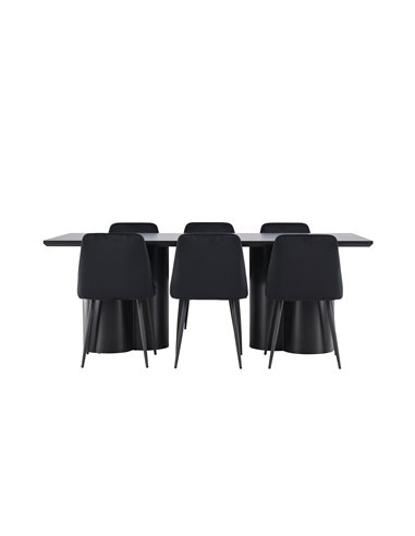Matgrupp Olivia med Night matstolar, 210 × 100 cm