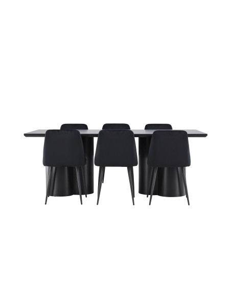 Matgrupp Olivia med Night matstolar, 210 × 100 cm