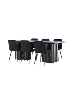 Matgrupp Olivia med Night matstolar, 210 × 100 cm 2