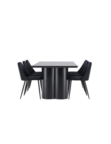 Matgrupp Olivia med Night matstolar, 210 × 100 cm