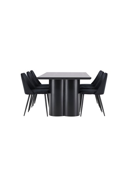 Matgrupp Olivia med Night matstolar, 210 × 100 cm