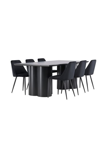 Matgrupp Olivia med Night matstolar, 210 × 100 cm