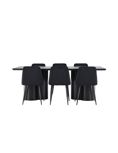 Matgrupp Olivia med Night matstolar, 210 × 100 cm